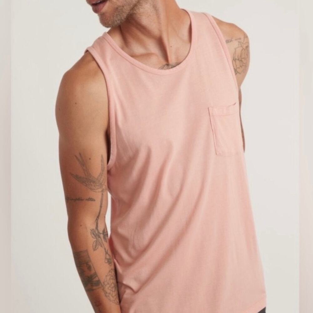 Marine Layer Men's Garment Dyed Signature Tank  XL Orange Desert Flower